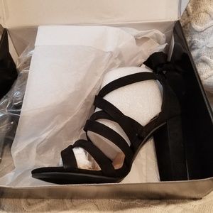 Torrid black strappy lace up heels